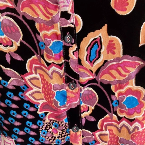 NEW Johnny Was Yrene Burnout Blouse Alvarado w/ Tank Top Velvet Silk Black Sz S - Picture 9 of 16